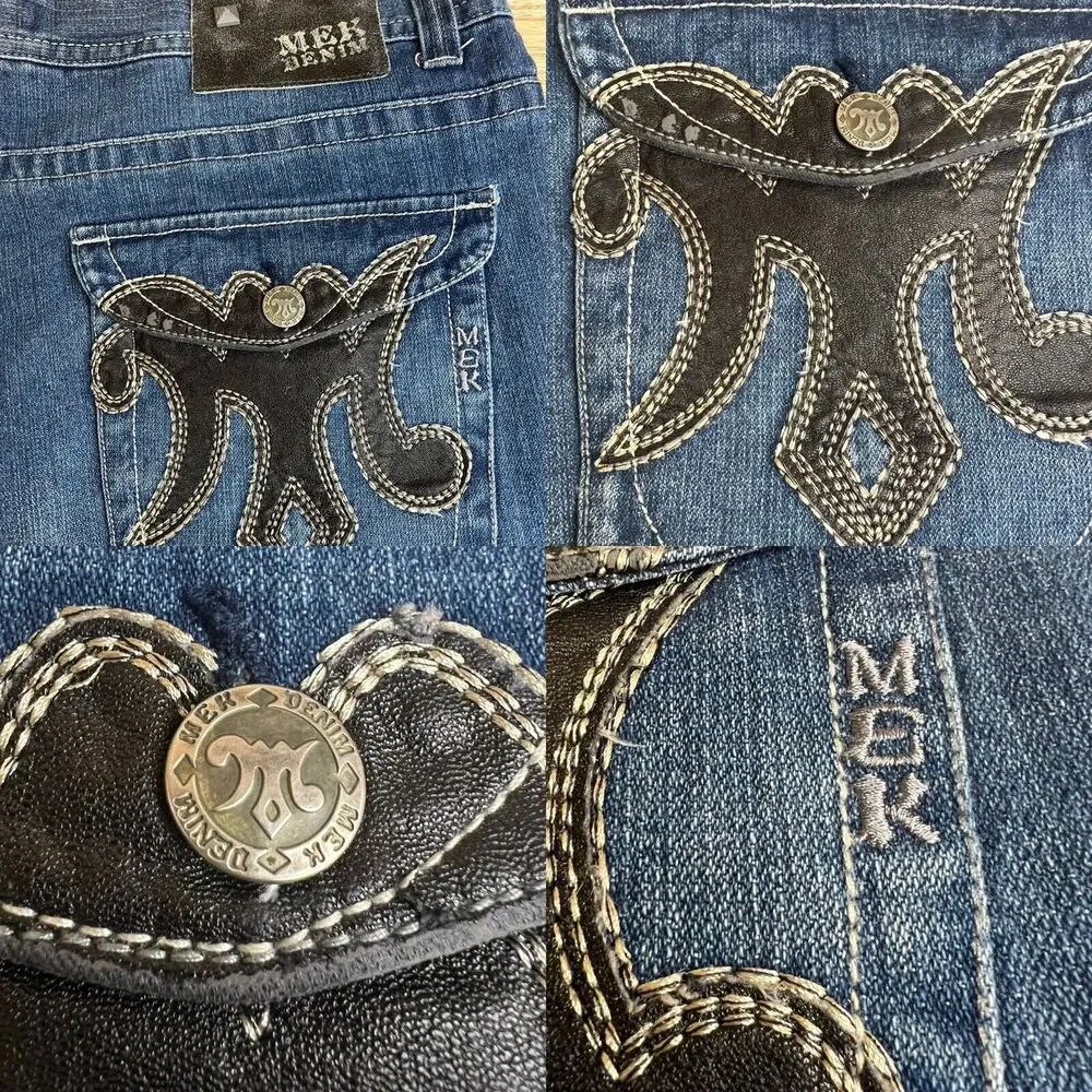 MEK Denim Maldives Bootcut Men's 42X35‎ Button Fly Blue Jean Vintage Made in USA